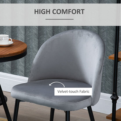 Dylan Set of 2 Mid-Back Velvet-Touch Dining Chairs-Grey