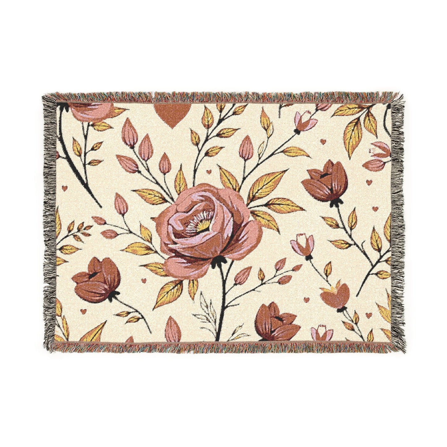 Floral Woven Blanket — Vintage Rose Throw