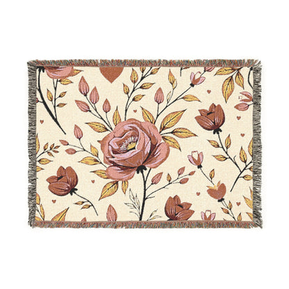 Floral Woven Blanket — Vintage Rose Throw