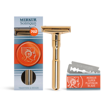 Merkur Futur Adjustable Double Edge Safety Razor Safety Razor With Snap Closure, Gold