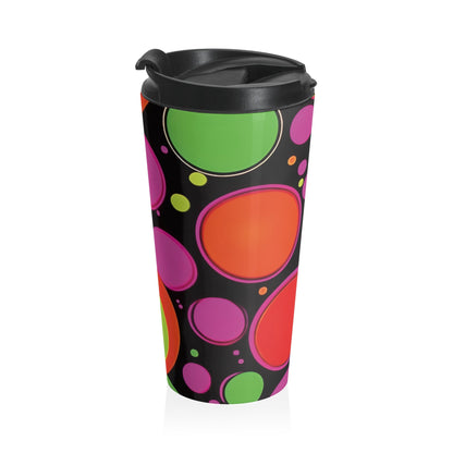 Retro Colorful Bubbles Stainless Steel Travel Mug | Neon Polka Dot Tumbler