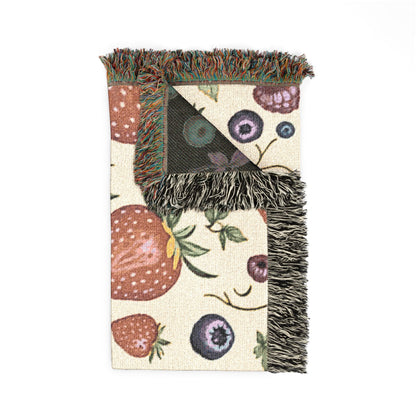 Strawberry Patch Woven Blanket — Fruit Pattern Throw for Kitchen, Picnic & Cozy Home Decor