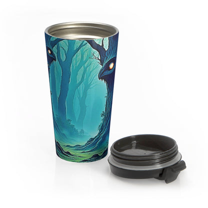 Travel Mug — Mystical Forest with Hidden Tree Spirits Stainless Steel Tumbler