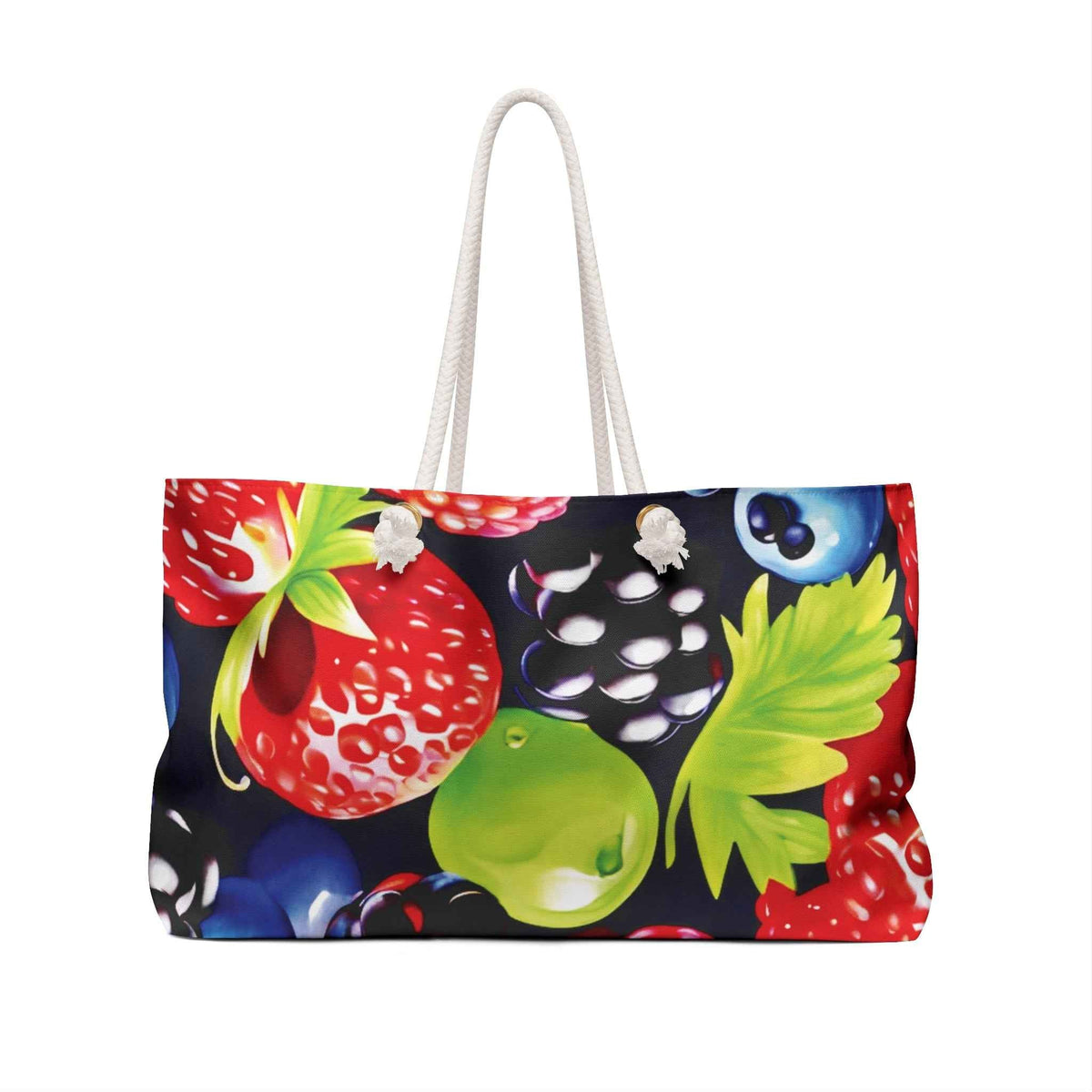 Mixed Berries Weekender Bag | Strawberry Raspberry Blueberry Blackberry, Large Tote Bag