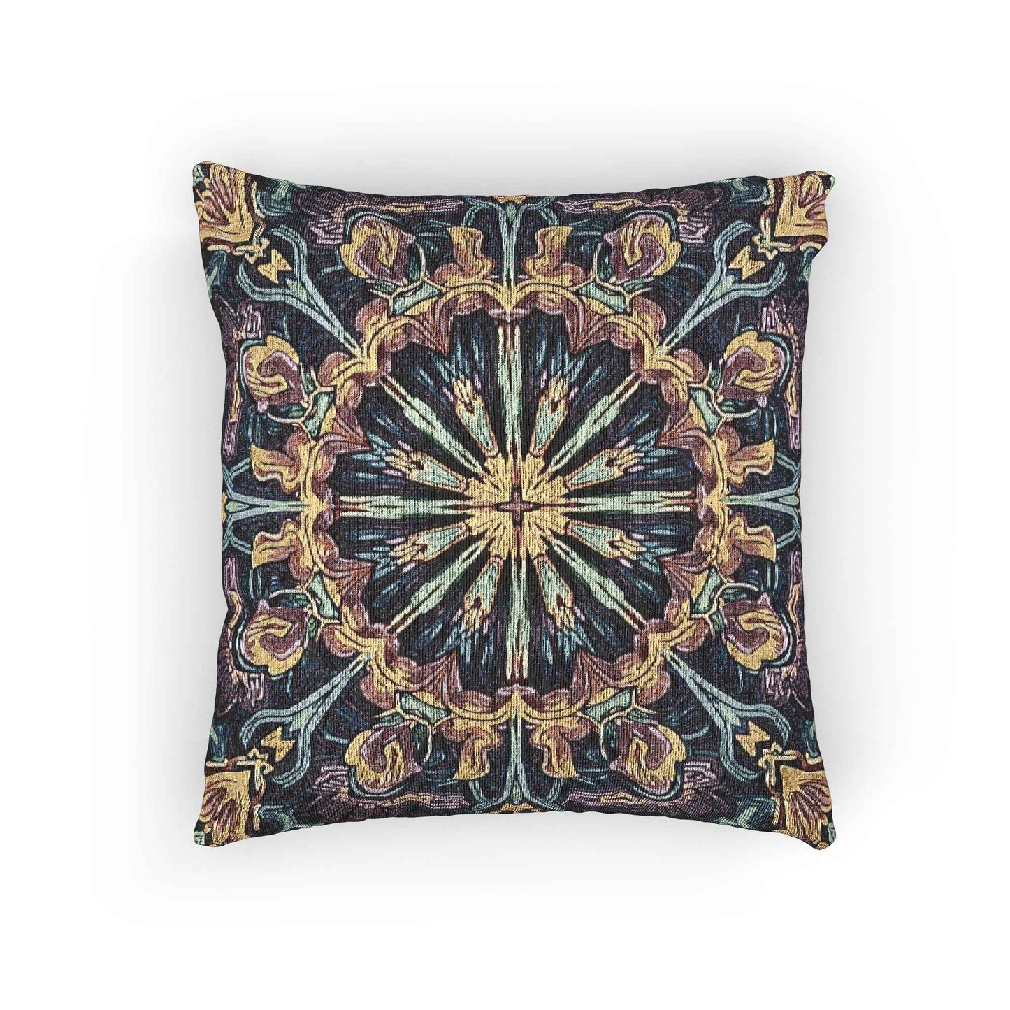 Geometric Mandala Woven Pillow | Boho Mosaic Throw Cushion