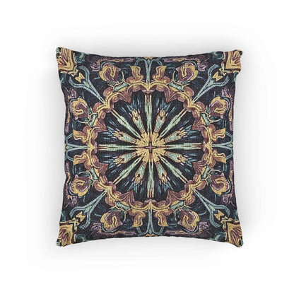 Geometric Mandala Woven Pillow | Boho Mosaic Throw Cushion