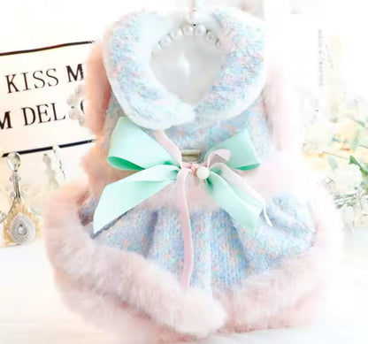 Tina Dog Dress | Fur Trim Dog Dress