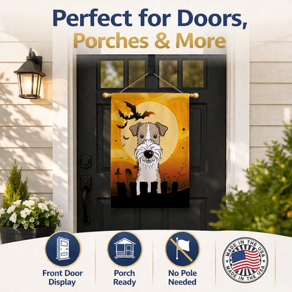 Caroline's Treasures BB1805CHF Halloween Wire Haired Fox Terrier Canvas House Size Flag, Multicolor, Large