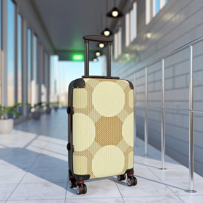 Retro Beige Circle Pattern Suitcase – Vintage Geometric Carry-On Luggage