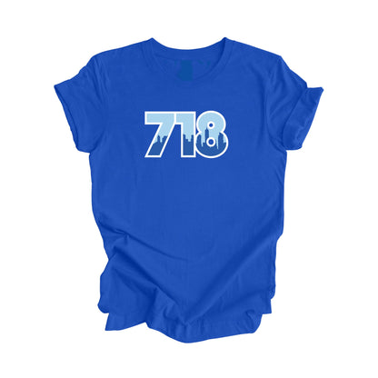718 Brooklyn Queens Staten Island New York USA Area Code City Skyline Gift - Unisex T-Shirt - Inspired X