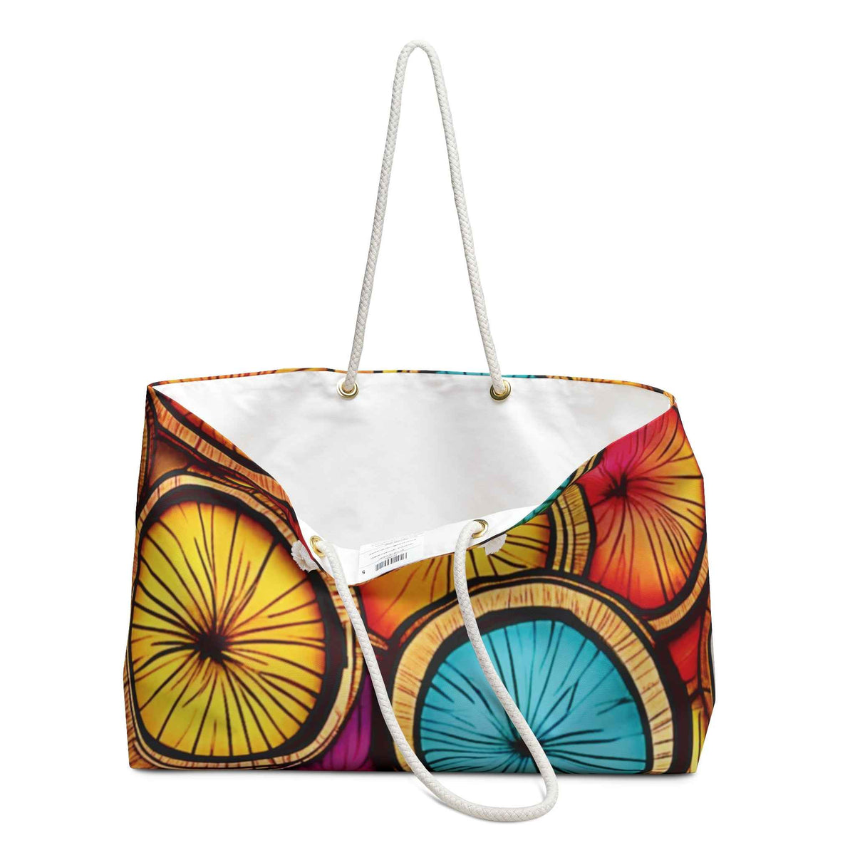 Colorful Coconut Slices Weekender Bag | Tropical Travel Tote | Large Tote Bag
