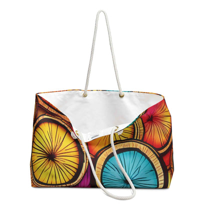 Colorful Coconut Slices Weekender Bag | Tropical Travel Tote | Large Tote Bag