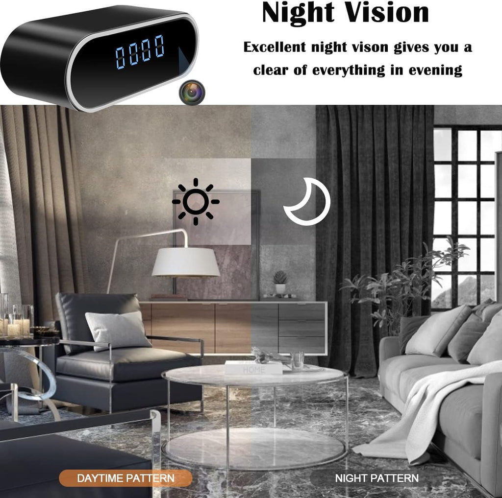 DIGITAL ALARM CLOCK AND WIFI CAMERA 1080P