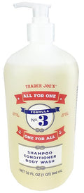 Trader Joe's Formula No.3 "All for One, One for All" Shampoo Conditioner & Body Wash, 946mL