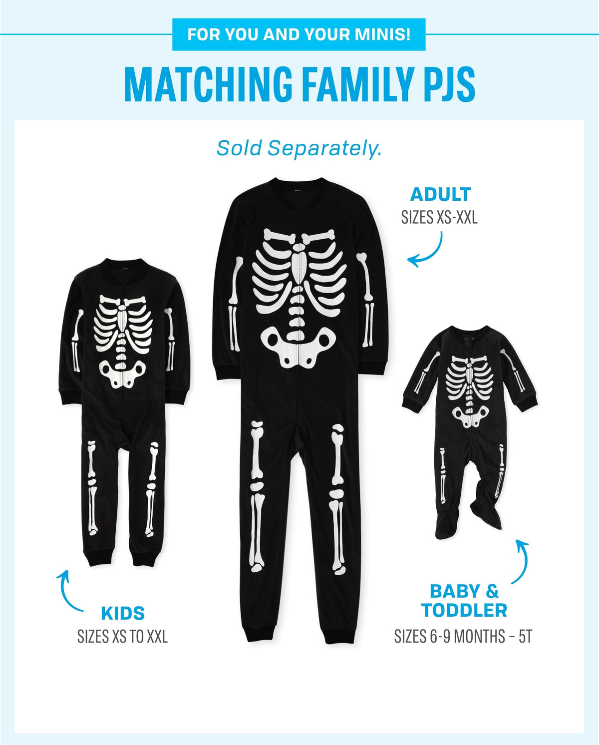 The Children's Place Baby Family Matching, Holiday Pajama Sets, Fleece, Halloween Skeleton, 3X-Large