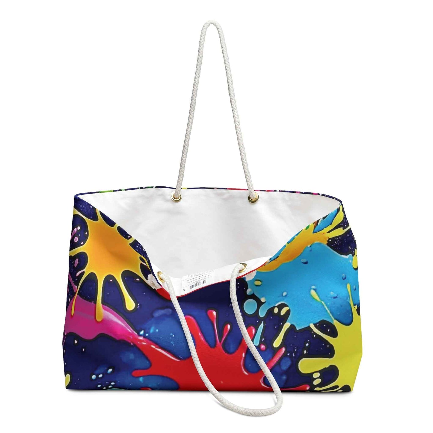 Colorful Paint Splatter Weekender Bag | Bright Splash Travel Tote | Large Tote Bag