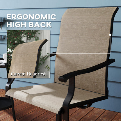 Outdoor Swivel Dining Chairs Set of 2, High Back Swivel Chairs with All Weather Mesh for Deck, Backyard, Poolside, White