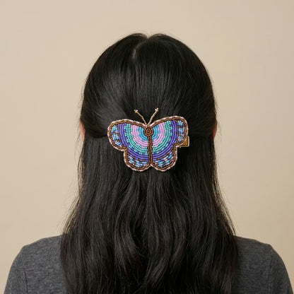 Turquoise Butterfly Beaded Barrette
