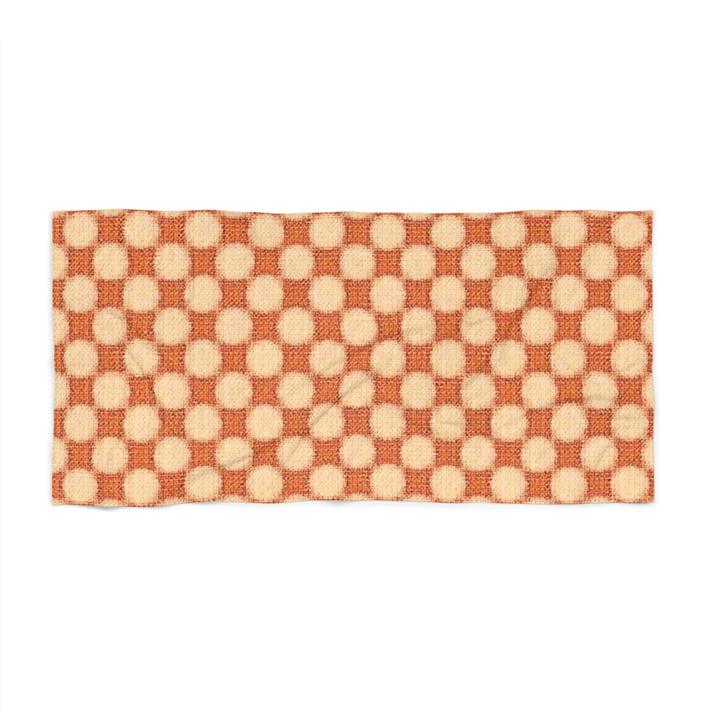 Retro Checkerboard Beach Towel – Orange Vintage Geometric Pattern