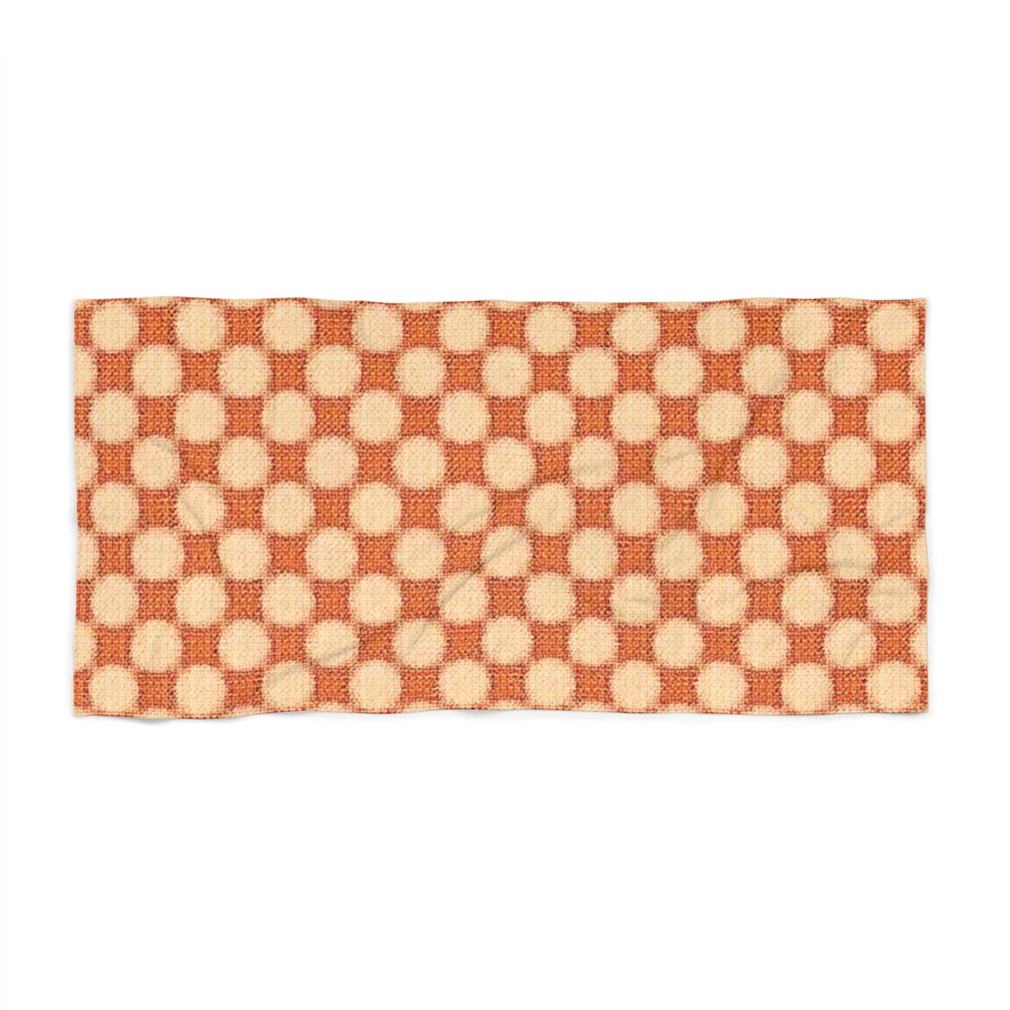 Retro Checkerboard Beach Towel – Orange Vintage Geometric Pattern