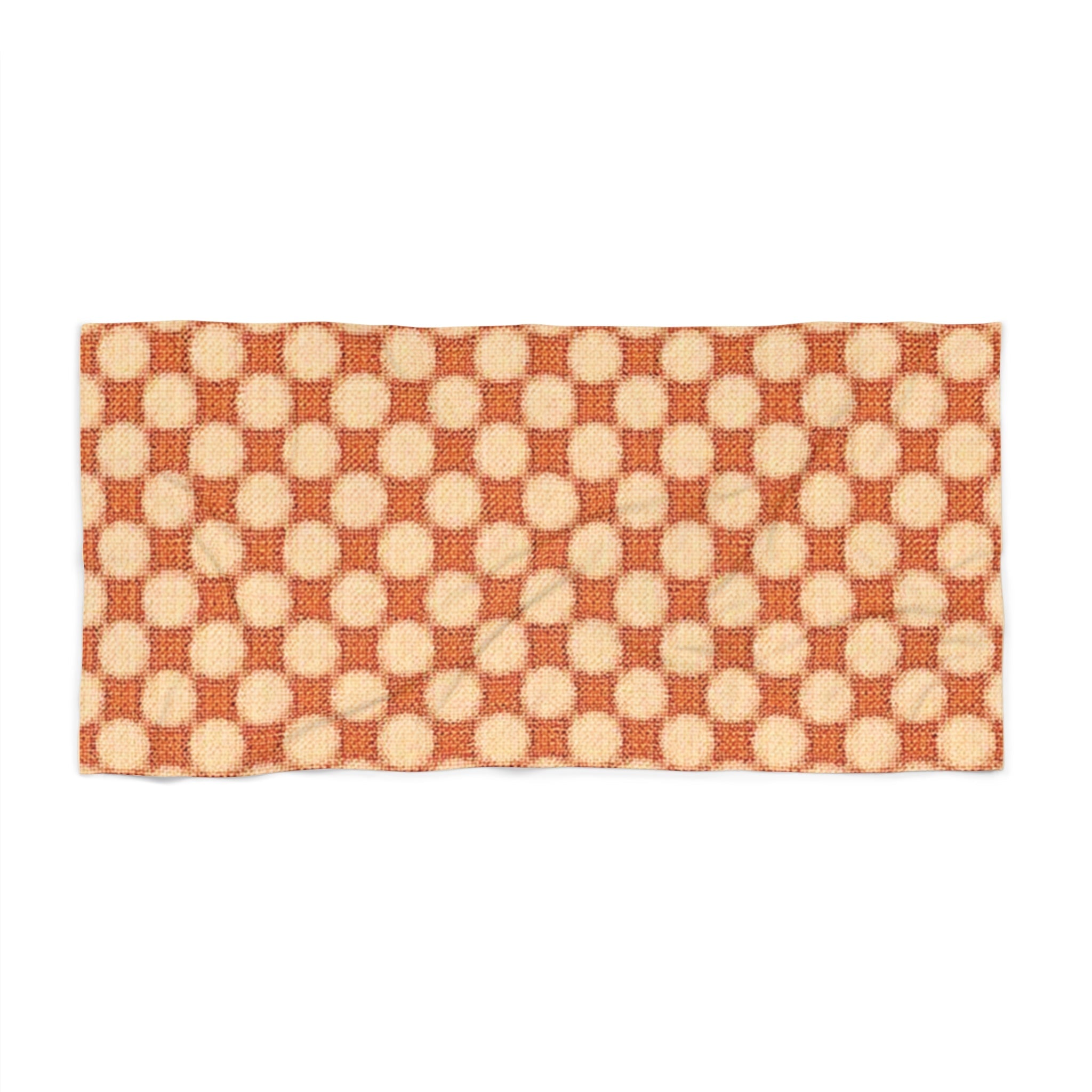 Retro Checkerboard Beach Towel – Orange Vintage Geometric Pattern