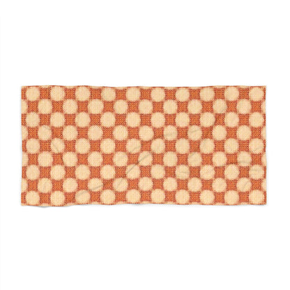 Retro Checkerboard Beach Towel – Orange Vintage Geometric Pattern