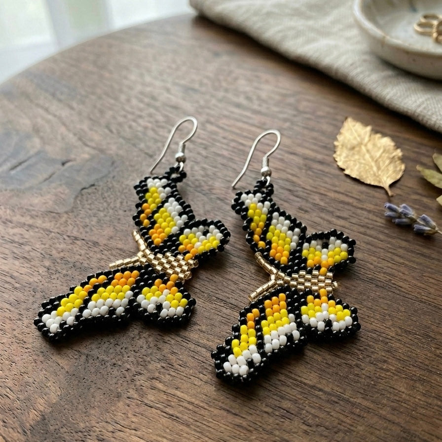 Multicolour Butterfly Beaded Earrings
