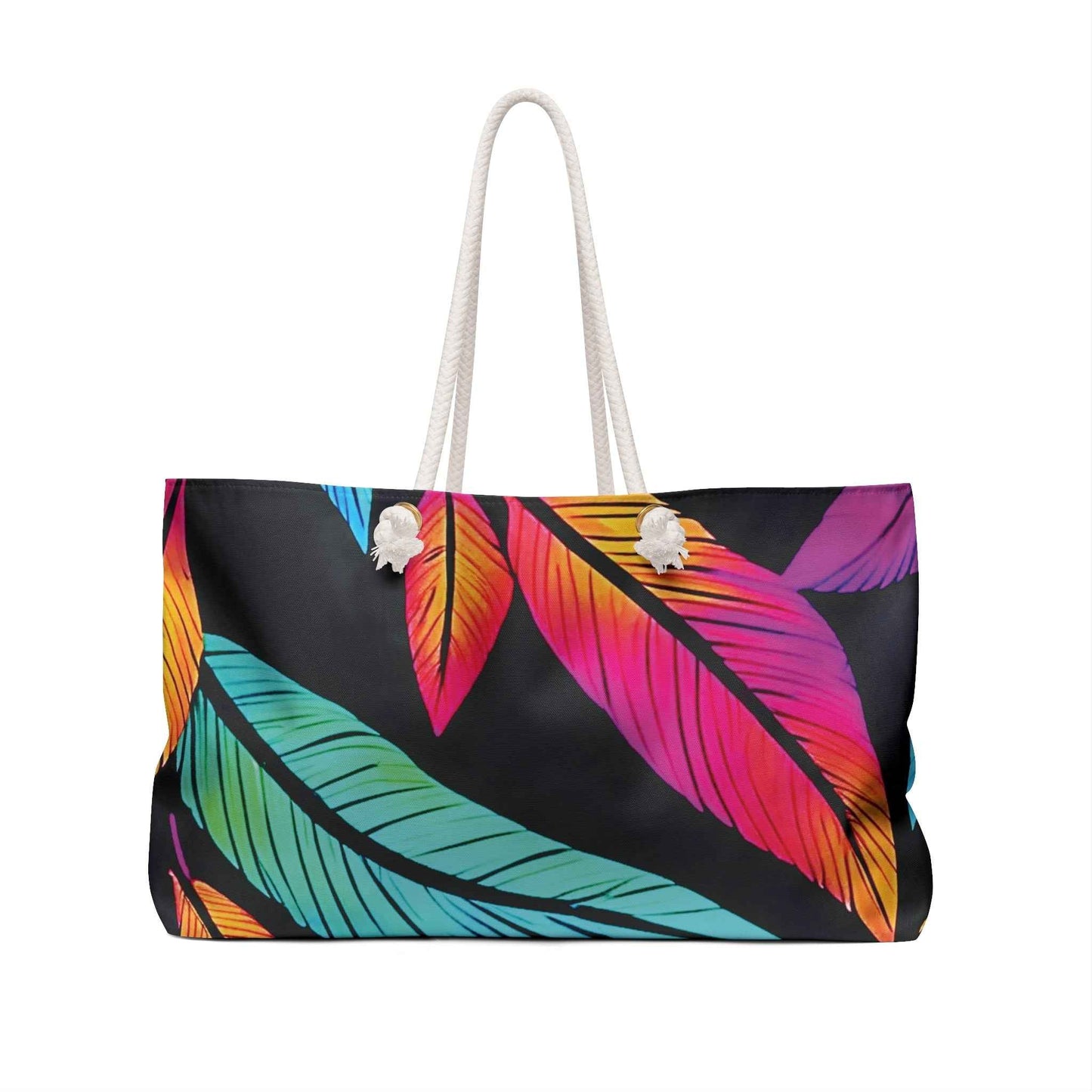 Colorful Tropical Feathers Weekender Bag | Vibrant Travel Tote