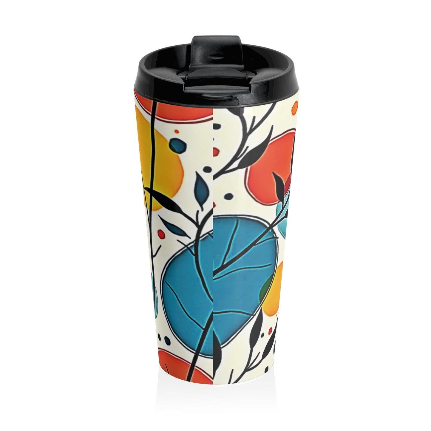 Colorful Leaf Pattern Stainless Steel Travel Mug | Floral Abstract Tumbler