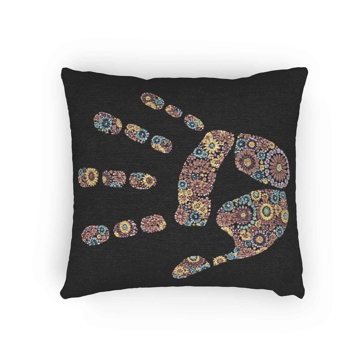 Mosaic Handprint Woven Pillow | Colorful Geometric Hand Throw Pillow