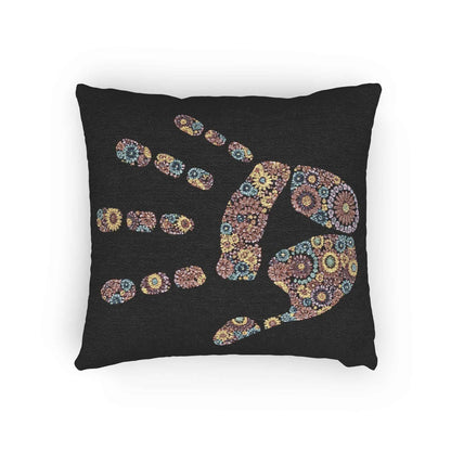 Mosaic Handprint Woven Pillow | Colorful Geometric Hand Throw Pillow