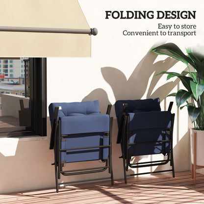 Set of 2 Outdoor Folding Chairs with Adjustable Backrest, Padded Camping Chairs for Outdoor Events, Grey