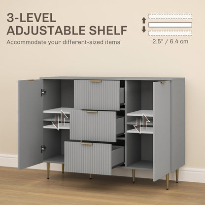 Ellis Modern Kitchen Buffet/Hallway Cabinet with 3 Drawers-Grey