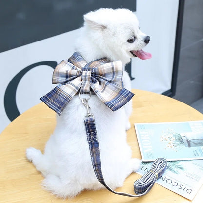 Luxury Plaid Dog Harness and Leash Set | Dog Walking Outfit