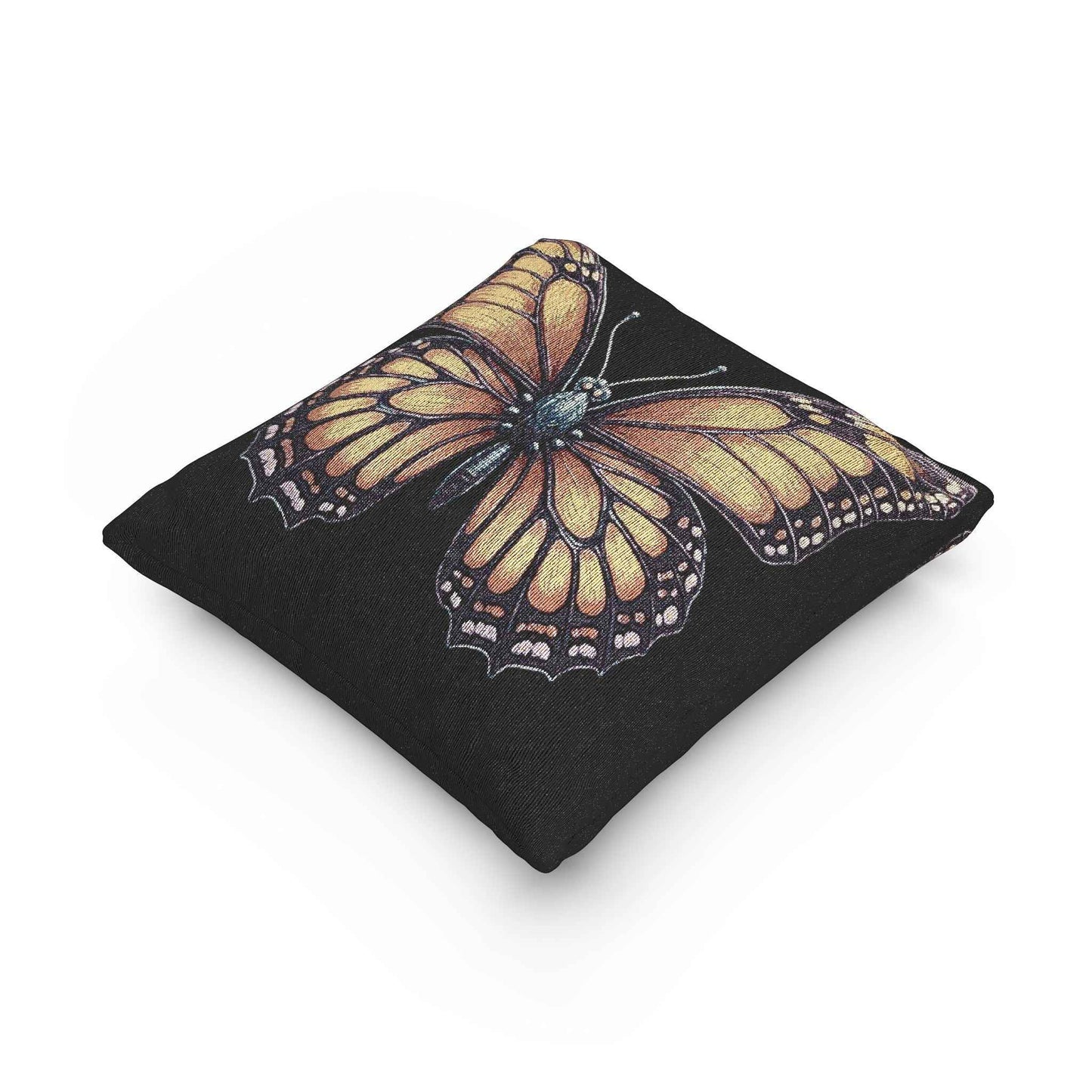 Monarch Butterfly Woven Pillow | Pixel Art Butterfly Throw Pillow