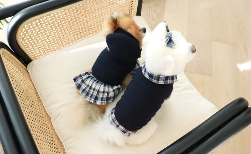 Plaid School Uniform Set | Dog Outfit Set
