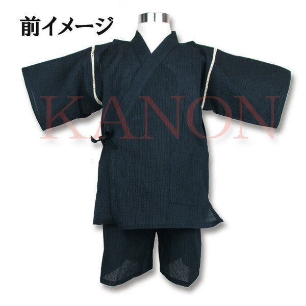 [Pre-Order] Kids' Jinbei Set: Ninja Embroidery - Navy 2-Piece Set (Shijira Weave) (Save 10% in March)