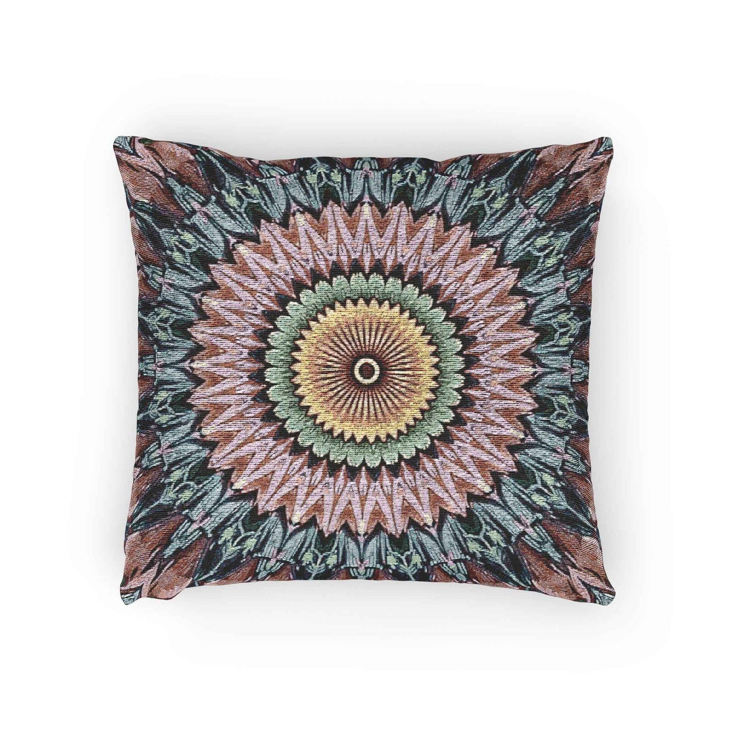 Mandala Sunburst Woven Pillow | Boho Geometric Decorative Cushion Cover