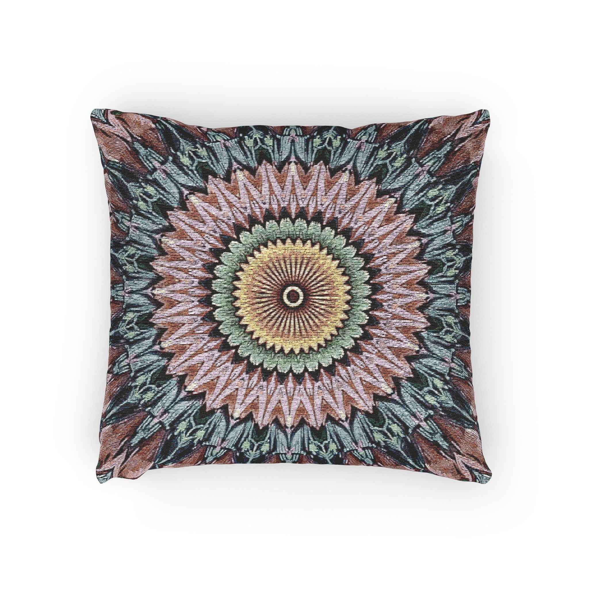Mandala Sunburst Woven Pillow | Boho Geometric Decorative Cushion Cover