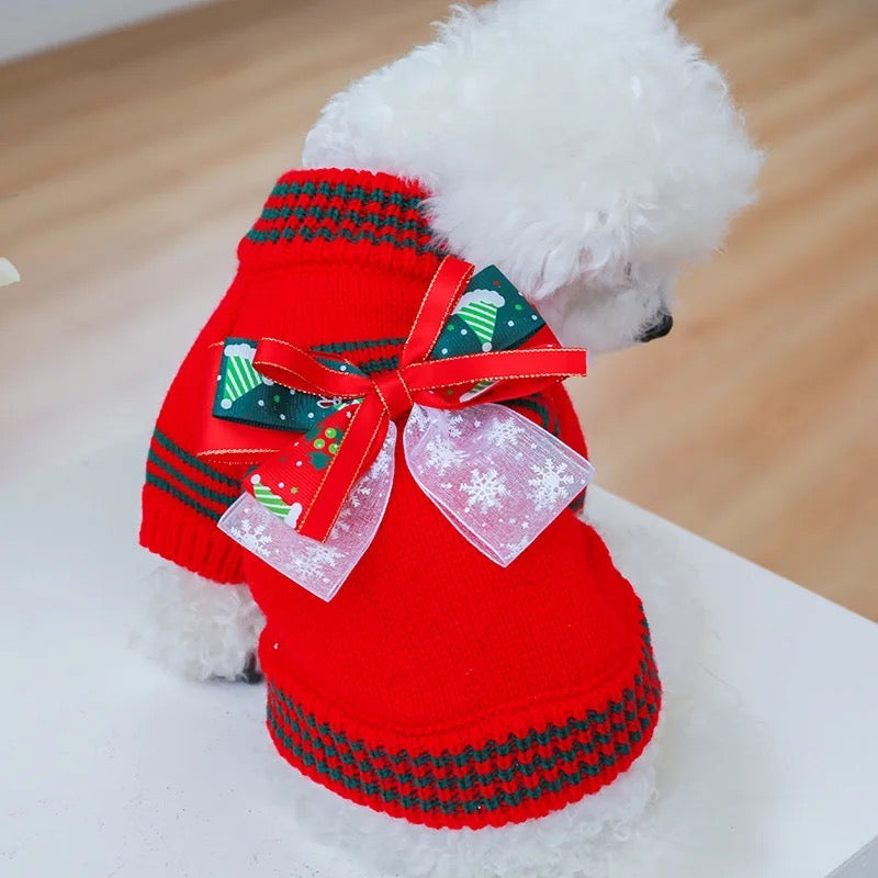 Holiday Gift Box Dog Sweater | Christmas Dog Knitwear