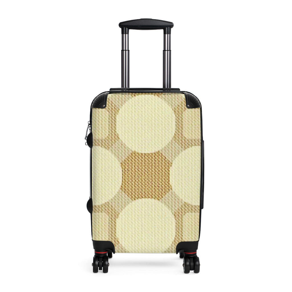Retro Beige Circle Pattern Suitcase – Vintage Geometric Carry-On Luggage