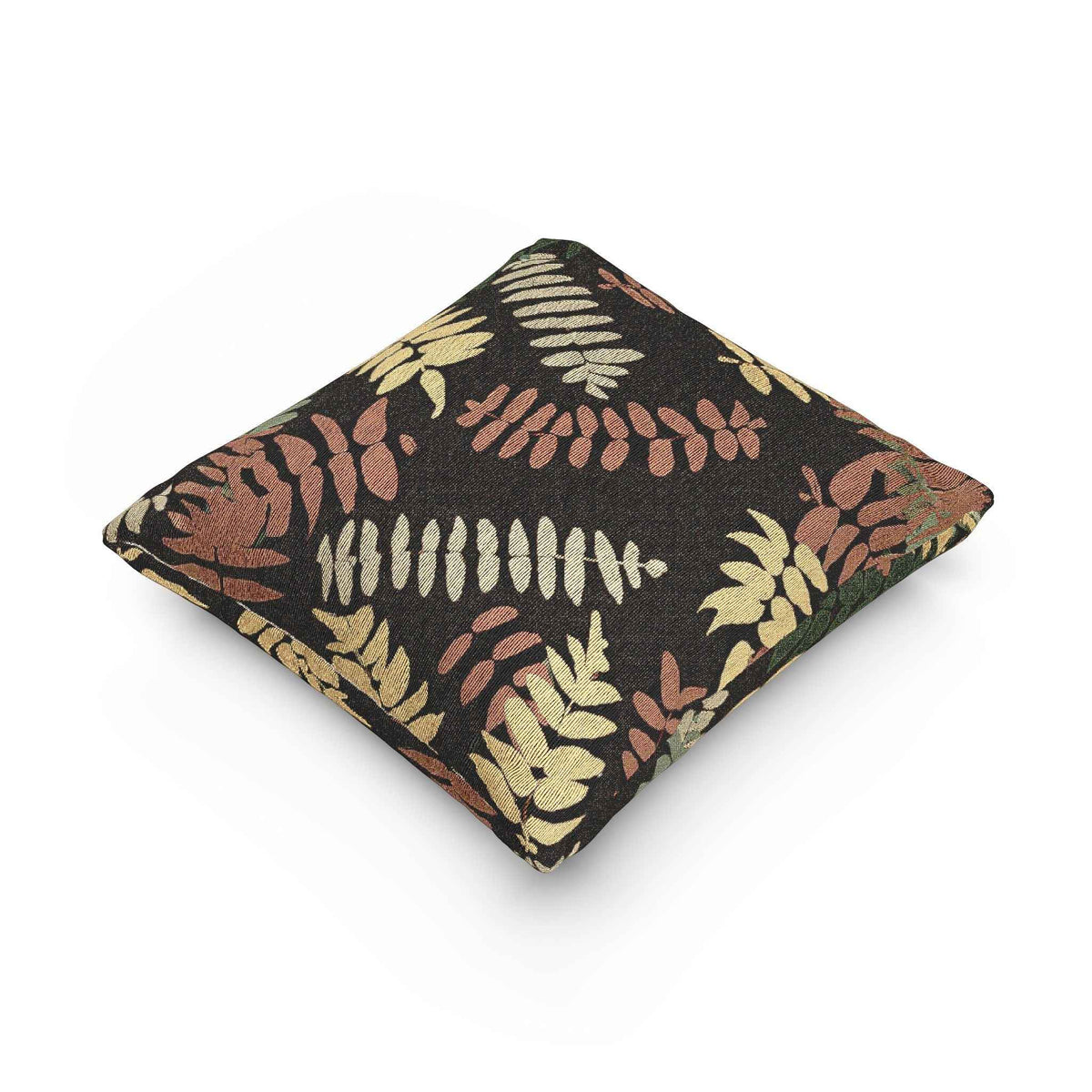 Fern Leaf Pattern Woven Pillow, Retro Botanical Throw Pillow | Earth Tone Leaves