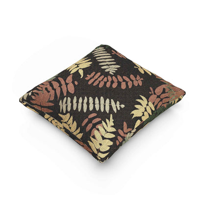 Fern Leaf Pattern Woven Pillow, Retro Botanical Throw Pillow | Earth Tone Leaves