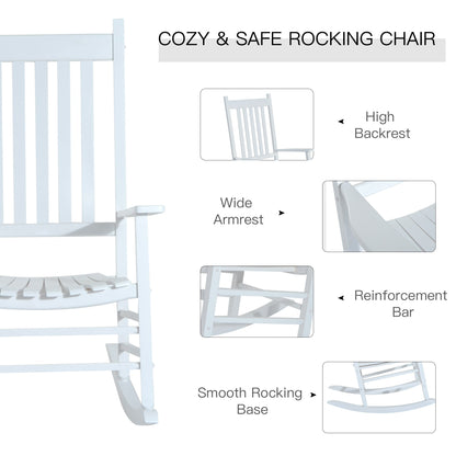 Wooden Porch Rocking Chair Outdoor Patio Rocker Garden Single Leisure Reclining Seat Armchair Natural