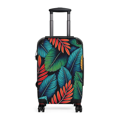 Tropical Leaf Carry-On Suitcase – Colorful Palm Print Travel Luggage