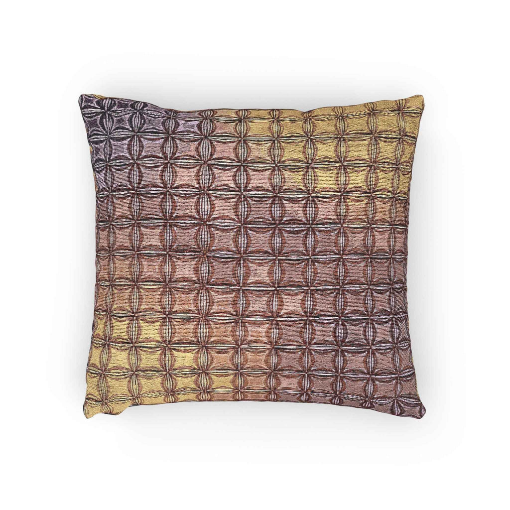 Geometric Woven Pillow | Square Grid Pattern, Textured Boho Throw Pillow