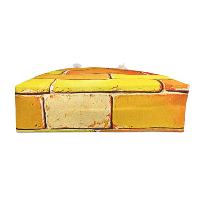 Colorful Brick Pattern Weekender Bag | Yellow Orange Green, Large Tote Bag