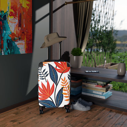 Carry-On Suitcase with Bold Tropical Leaf Print – Colorful Travel Luggage