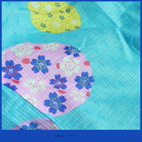 [Pre-Order] Dress Yukata & Obi Set: Floral - Blue (Obi Color Varies) (Save 10% in March)