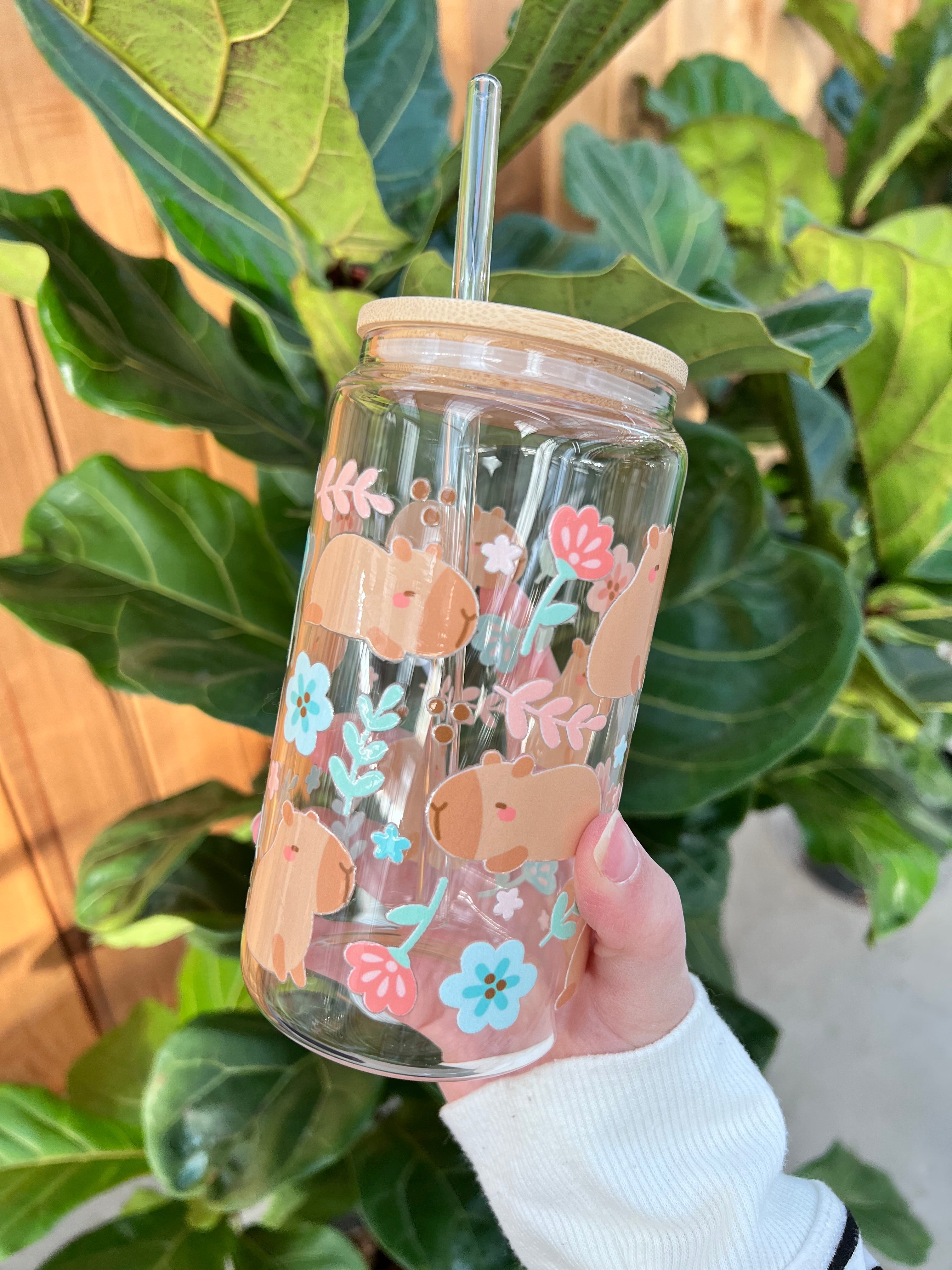 Capybara glass cup